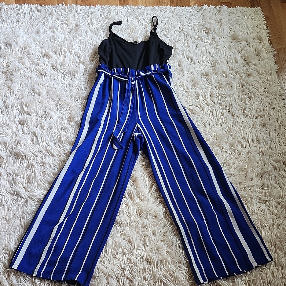 SALE💥Striped Black and Blue Jumpsuit